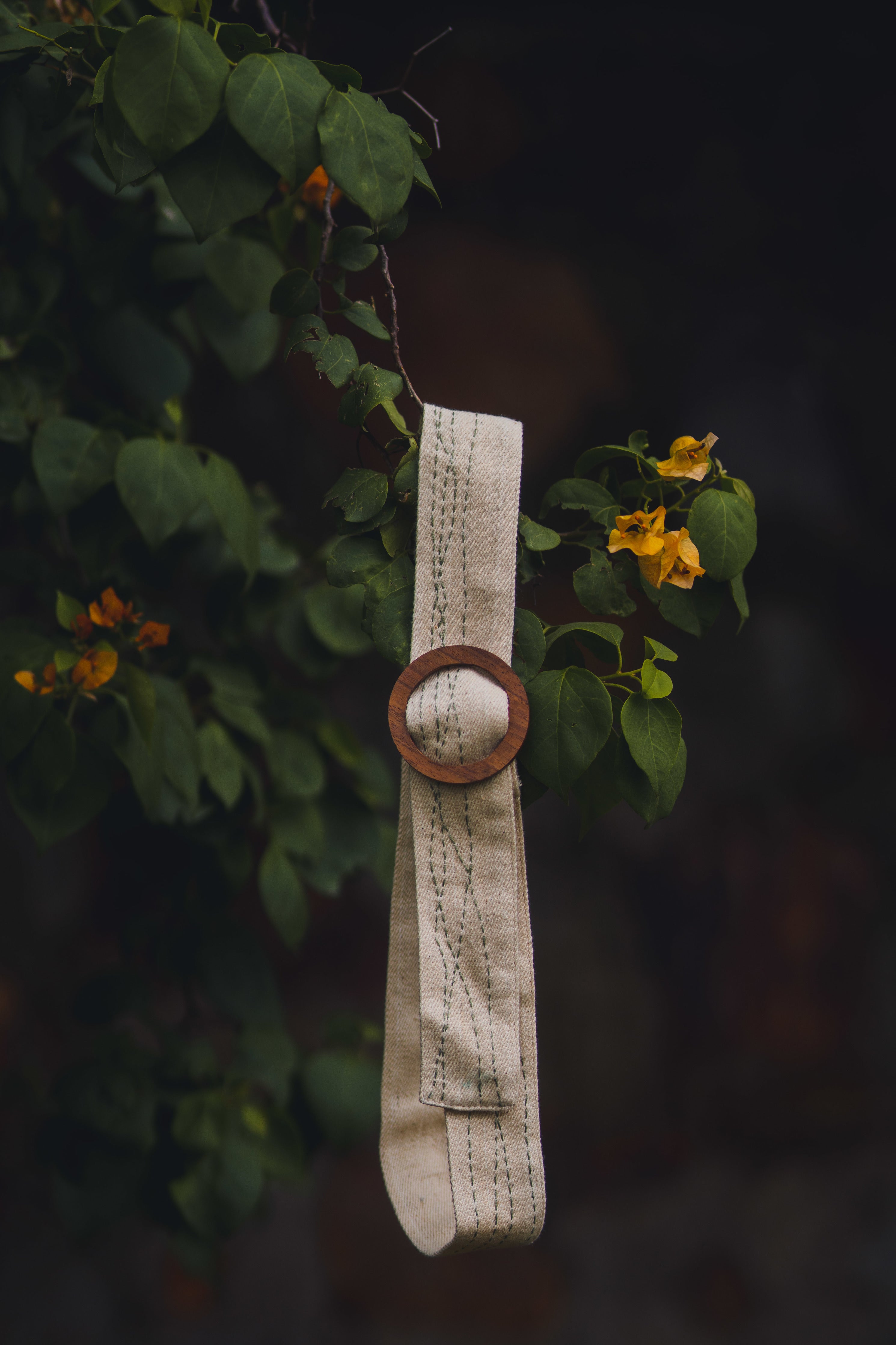 Wide Belt with Wooden Buckle